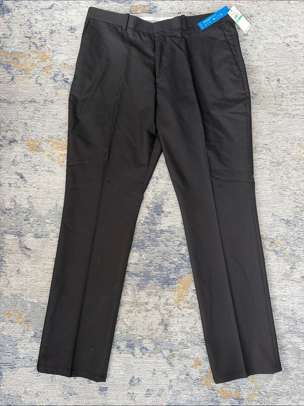Perry Ellis Black Flat-Front Dress Pants